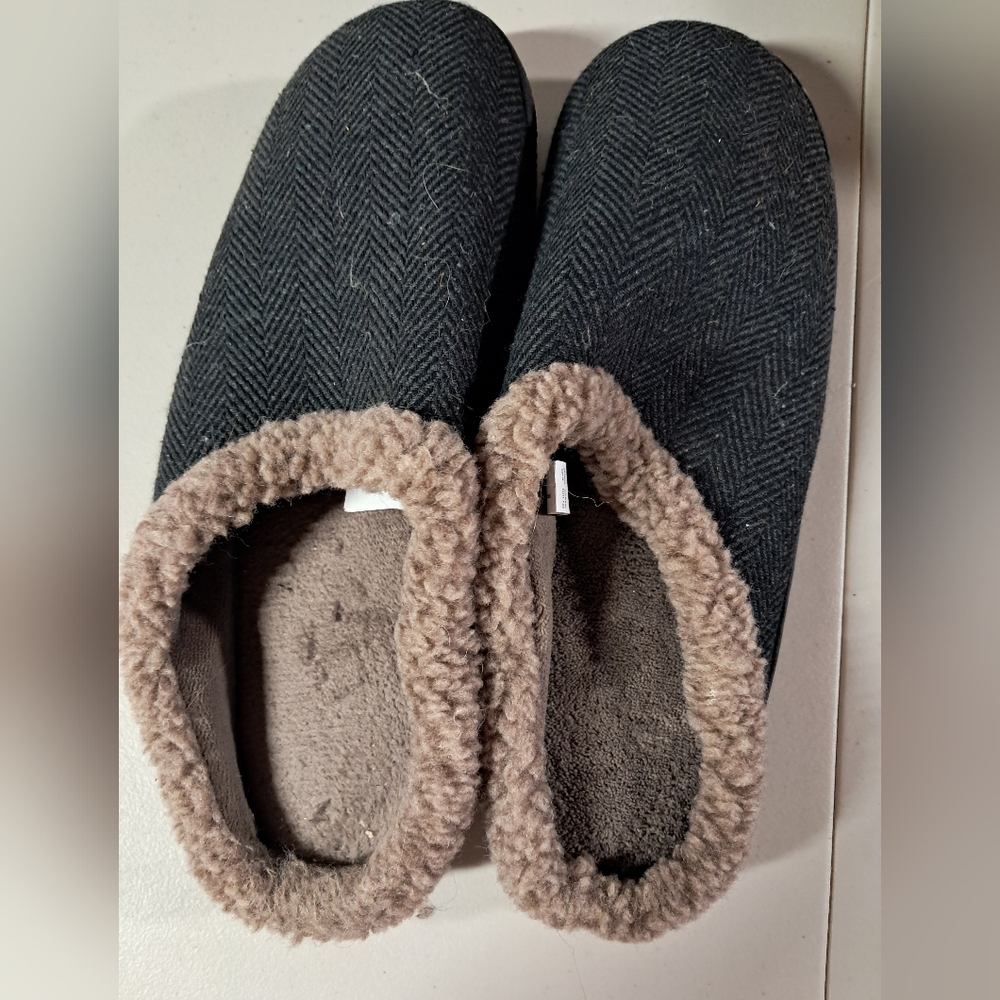 Isotoner Black Herringbone Slippers